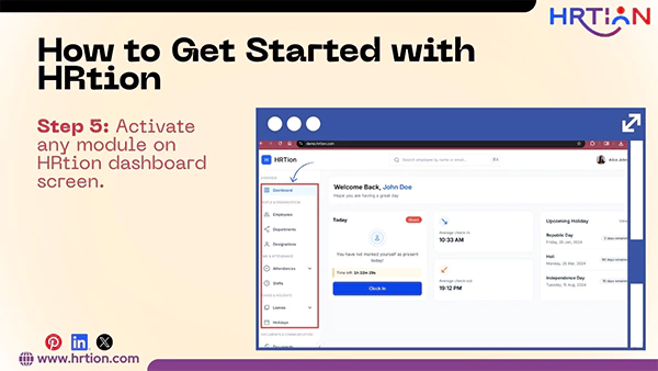 HRtion dashboard screen