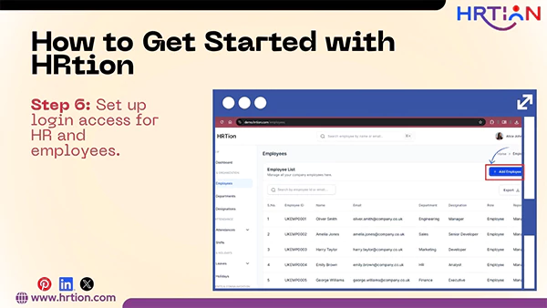 Set up login access for HR and employees